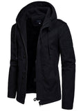 themeisles Men's Casual Solid Color Hooded Cardigan Jacket