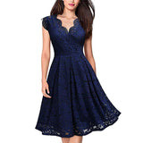 themeisles Women's Retro Lace V-neck Sleeveless Dress