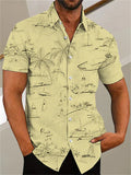 themeisles Men's Shirt Graphic Shirt Aloha Shirt Coconut Tree Graffiti Turndown Green Purple Pink Yellow Light Green Print Outdoor Street Short Sleeve Button-Down Print Clothing Apparel Fashion Designer Casual