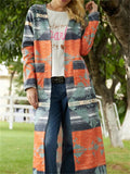 themeisles Long Sleeve Printed Cardigan Coat