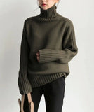 themeisles Solid Color Comfortable Loose Long Sleeve Top Temperament Sweater