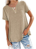 themeisles Women's Tops Small V-neck Short-sleeved Loose Casual T-shirt S-2XL