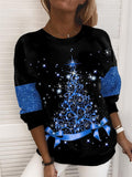 swvws Women‘s Plus Size Christmas Tops Pullover Sweatshirt Polka Dot Tree Print Long Sleeve Crew Neck Casual Holiday Festival Daily Polyester Winter Fall Green Black / Vacation / Weekend