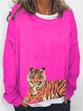 themeisles Women's Sweatshirt Pullover Sweatshirt Digital Printed Animal Tiger Giraffe Cat Animal Series Printed Round Neck Long Sleeve Top