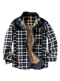 themeisles Casual Printed Long-sleeved Lapel Plaid Shirt Cardigan Jacket Men's Jacket Padded Plus Size Winter Warm Cotton Jacket