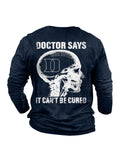 themeisles IT CAN'T BE CURED Letter Skull Print Long-sleeved Loose Cotton Men's Bottoming Shirt