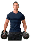 themeisles Men Muscle Tee T Shirt Stretch Short Sleeve Crew Neck Bodybuilding Workout Basic Daily Tops Navy White Wine Red