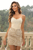 themeisles Sequin Spaghetti Strap Bodycon Dress