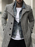 themeisles Fall and Winter New Side Seam Pockets Fashion Plaid Lapel Coat Casual Fashion Medium-length Coat