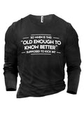 themeisles Youth Casual Men's English Letters Printed Long-sleeved T-shirt Cotton Trend Loose on Clothes