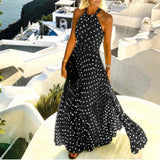 themeisles New Round Neck Sleeveless Printed Pleated Dress Women's Dress