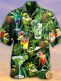 themeisles Men's Shirt Hawaiian Wind 3D Print Floral Men's Casual Tops Lapel Summer Print Short-sleeved Cardigan Shirt