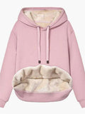 themeisles Women's Hoodie Sweatshirt Pullover Sherpa Fleece Teddy Front Pocket Pink Yellow Light Grey Solid Color Plain Casual Hoodie Long Sleeve Fleece S M L XL 2XL 3XL