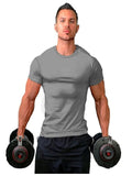 themeisles Men Muscle Tee T Shirt Stretch Short Sleeve Crew Neck Bodybuilding Workout Basic Daily Tops Navy White Wine Red