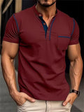 themeisles Men's Henley Shirt Tee Top Plain Henley Street Vacation Short Sleeves Pocket Clothing Apparel Fashion Designer Basic