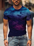 themeisles Bright Star Digital Printing Round Neck Casual Men's Sports Short-sleeved 3D T-shirt