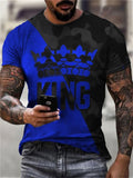 themeisles Crown Digital Printing Round Neck Casual Men's Short-sleeved Comfortable and Breathable Tops