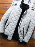 themeisles Men's Puffer Jacket Winter Jacket Quilted Jacket Winter Coat Windproof Warm Casual Daily Wear Stripes and Plaid Outerwear Clothing Apparel Casual Daily Trendy Black Light Green Gray