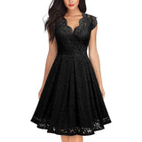 themeisles Women's Retro Lace V-neck Sleeveless Dress