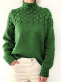 themeisles Women's Pullover Sweater jumper Jumper Cable Knit Knitted Pure Color Turtleneck Stylish Casual Outdoor Daily Winter Fall Green Blue S M L / Long Sleeve / Regular Fit / Going out