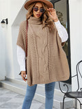 themeisles Autumn and Winter New High Neck Twist Shawl Women's Knit Sweater Women Loose Round Neck Sweater Ladies