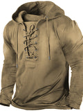 themeisles Men's Outdoor Vintage Drawstring Hooded Long Sleeve T-Shirt