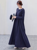 themeisles Simple 6 Colors Plus Size Loose Long Sleeve Casual Dress