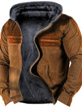 themeisles Men's Fleece Jacket Full Zip Hoodie Fleece Hoodie Sherpa Jacket Blue Khaki Brown Gray Hooded Graphic Prints Zipper Print Casual Daily Sports 3D Print Fleece Basic Designer Casual Fall & Winter