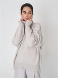 themeisles Comfortable Loose Solid Color Classic Versatile Turtleneck Sweater