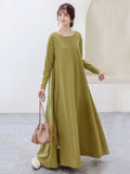 themeisles Simple 6 Colors Plus Size Loose Long Sleeve Casual Dress