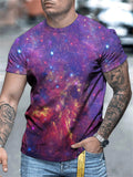 themeisles Bright Star Digital Printing Round Neck Casual Men's Sports Short-sleeved 3D T-shirt