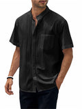 themeisles Men's Summer Short Sleeve Pocket Cotton Shirt Button Vintage Beach Casual Top