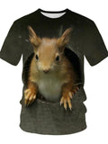 themeisles Men's Summer 3D Digital Printing Squirrel Pattern Short Sleeve T-shirt Men's Round Neck Loose T-shirt Green