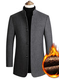 themeisles Men's Winter Coat Wool Coat Overcoat Blazer Short Coat Office Work Fall & Winter Wool Windproof Warm Outerwear Clothing Apparel Basic Chic & Modern Solid Colored Stand Collar