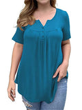 swvws Women's Plus Size Tops T shirt Tee Solid Color Button Short Sleeve Crew Neck Basic Casual Daily Weekend Polyester Spring Summer Green Black