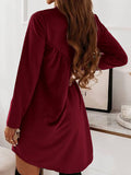 themeisles Casual Loose Long Sleeves Solid Color Round-Neck Mini Dresses