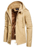 themeisles Men's Casual Solid Color Hooded Cardigan Jacket