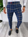 themeisles Men's Chinos Trousers Pencil Pants Jogger Pants Plaid Dress Pants Elastic Waist 3D Print Plaid Office Business Streetwear Stylish 1 2