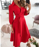 themeisles Spring/summer Fashion Long-sleeved V-neck Print Hip Dress Women's Wear