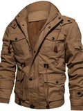 themeisles Fall and Winter New Men's Jackets Hooded Padded Section of The Long Section of The Workwear Jacket Men's Coat