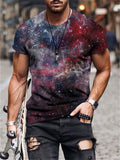 themeisles Bright Star Digital Printing Round Neck Casual Men's Sports Short-sleeved 3D T-shirt