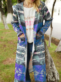 themeisles Long Sleeve Printed Cardigan Coat