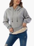 themeisles Women's Hoodie Sweatshirt Pullover Sherpa Fleece Teddy Front Pocket Pink Yellow Light Grey Solid Color Plain Casual Hoodie Long Sleeve Fleece S M L XL 2XL 3XL