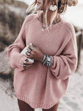 themeisles Sweater Women's Autumn and Winter Knitted Pullover Solid Color Loose Top