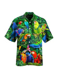 themeisles Men's Summer Yards 3D Short-sleeved Shirt Digital Printing Hawaiian Green Short-sleeved Shirt