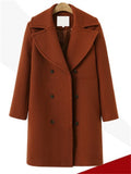 themeisles Autumn and Winter Large Size Women's Tweed Coat Female Double-breasted in Long Section Trench Coat Tweed Jacket