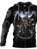 themeisles Men's Unisex Full Zip Hoodie Jacket Black Hooded Dragon Graphic Prints Zipper Print Sports & Outdoor Daily Sports 3D Print Streetwear Designer Casual Spring & Fall Clothing Apparel Hoodies