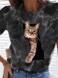 themeisles Short-sleeved T-shirt Cute Cat 3D Print Women's S M L XL 2XL 3XL 4XL 5XL