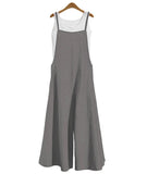 themeisles Women's Loose Conjoined Wide Leg Pants Casual Jumpsuit Linen