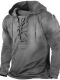 themeisles Men's Outdoor Vintage Drawstring Hooded Long Sleeve T-Shirt